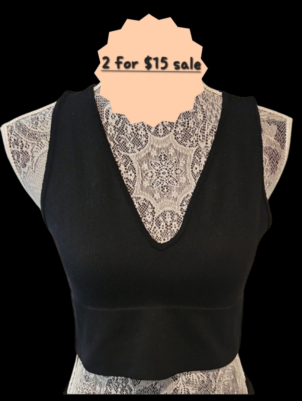 wild fable Black Ribbed V-Neck Crop Tank sz XL *2/$15 SALE